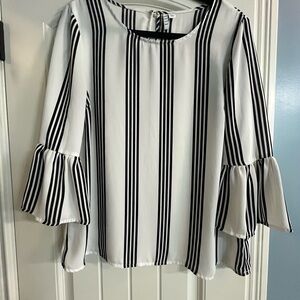 Black and White Striped Women's Top